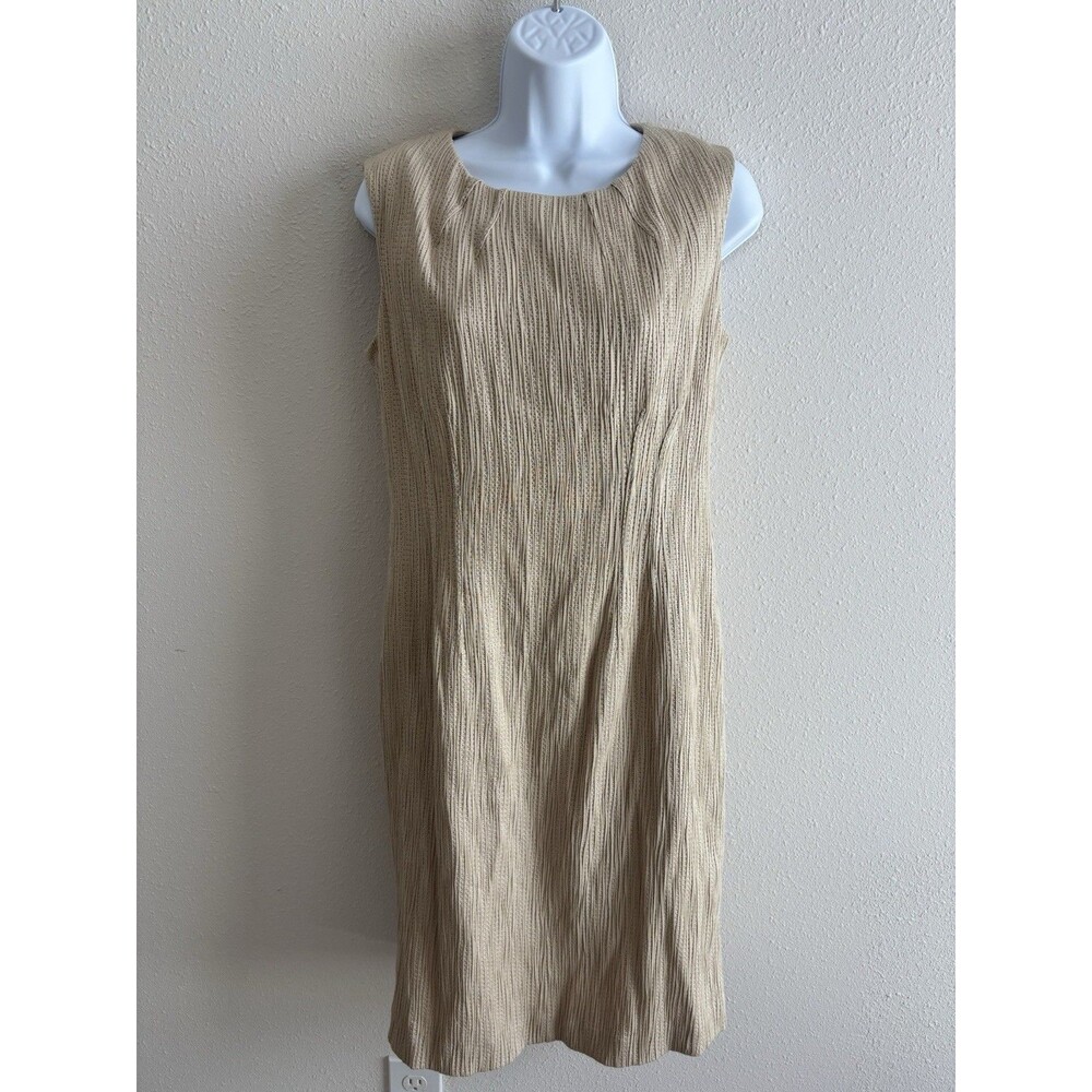 JONES NEW YORK Women Beige Cotton Sheath Dress Size 10 Textured Classic capsule - Picture 1 of 7